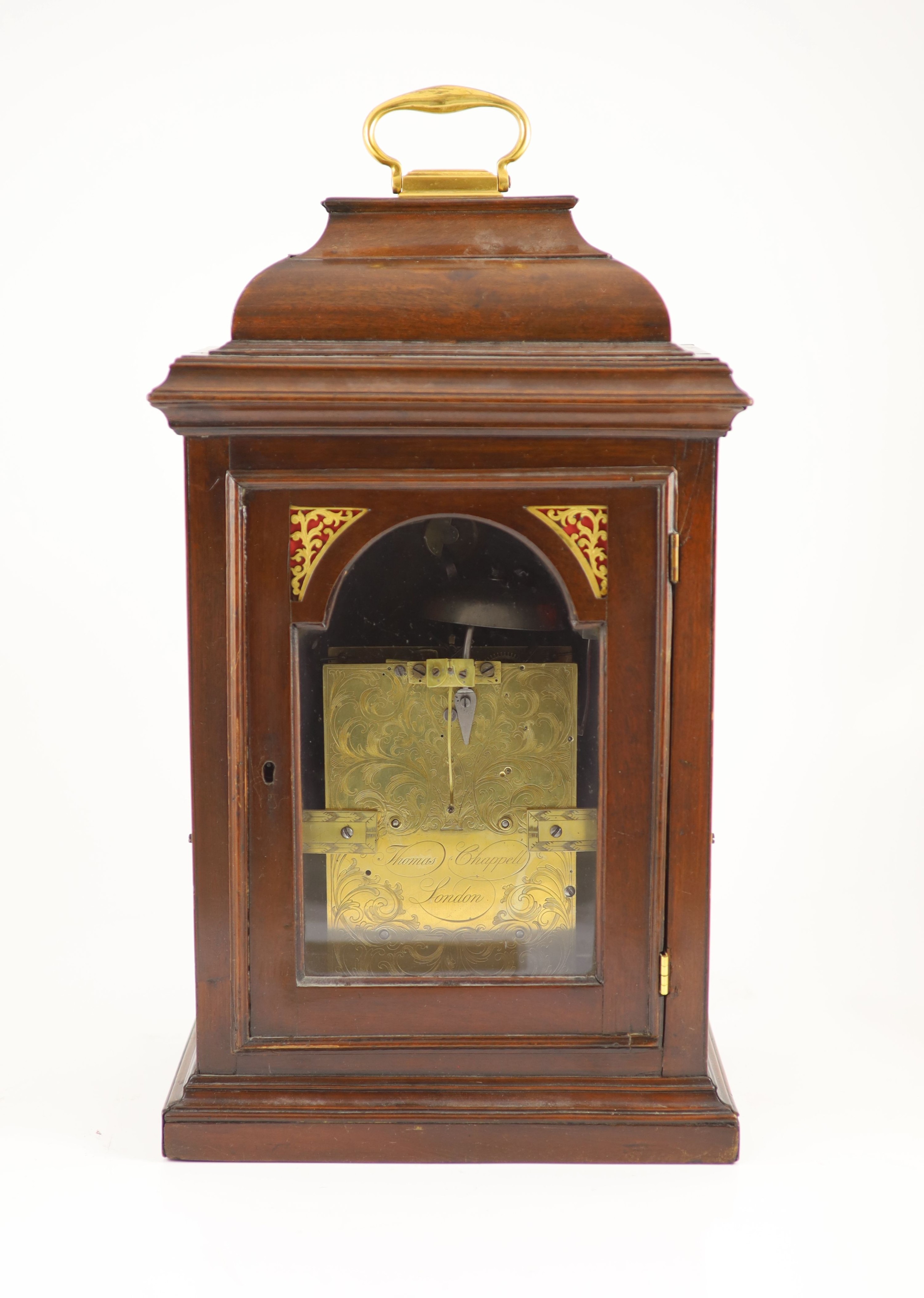 Thomas Chappell of London. A George III mahogany bracket clock H 48 cm. W 29cm. D 18cm.